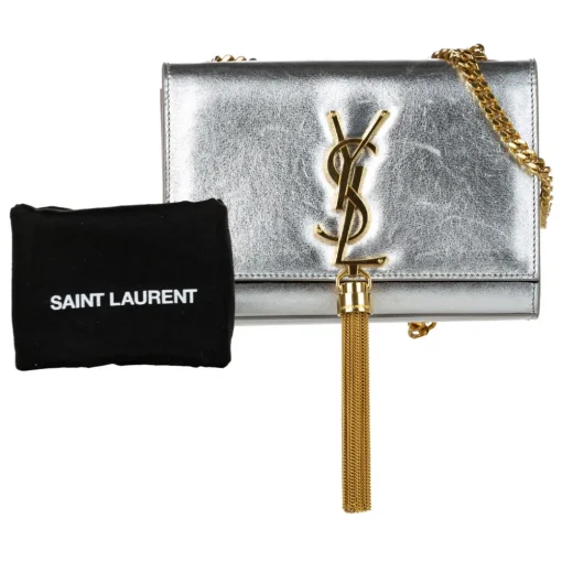 Yves Saint Laurent Vintage Vintage Bags-- Classic Kate Tassel Leather Crossbody Bag - Silver - Leather Handbag - Luxury High Quality - Avvenice